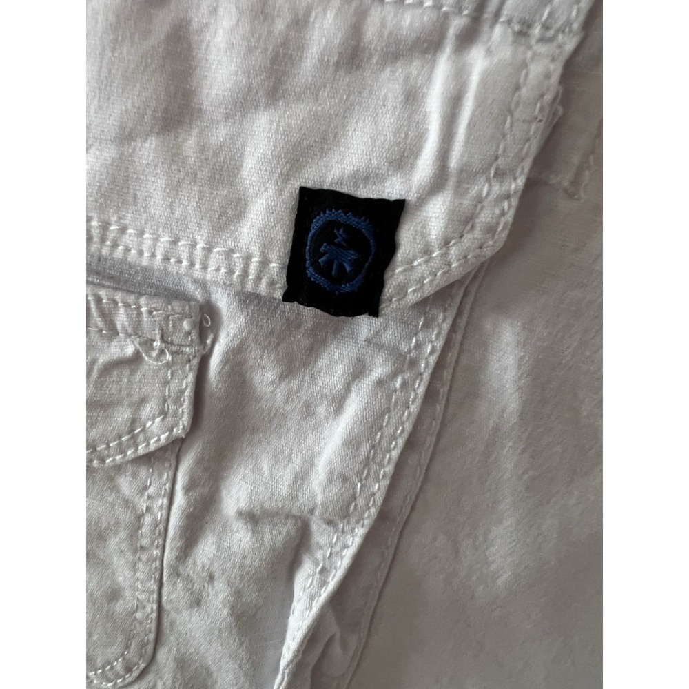 Monuments Men's White Cargo Shorts Size 32 Cotton Front Button Pockets - Picture 3 of 5